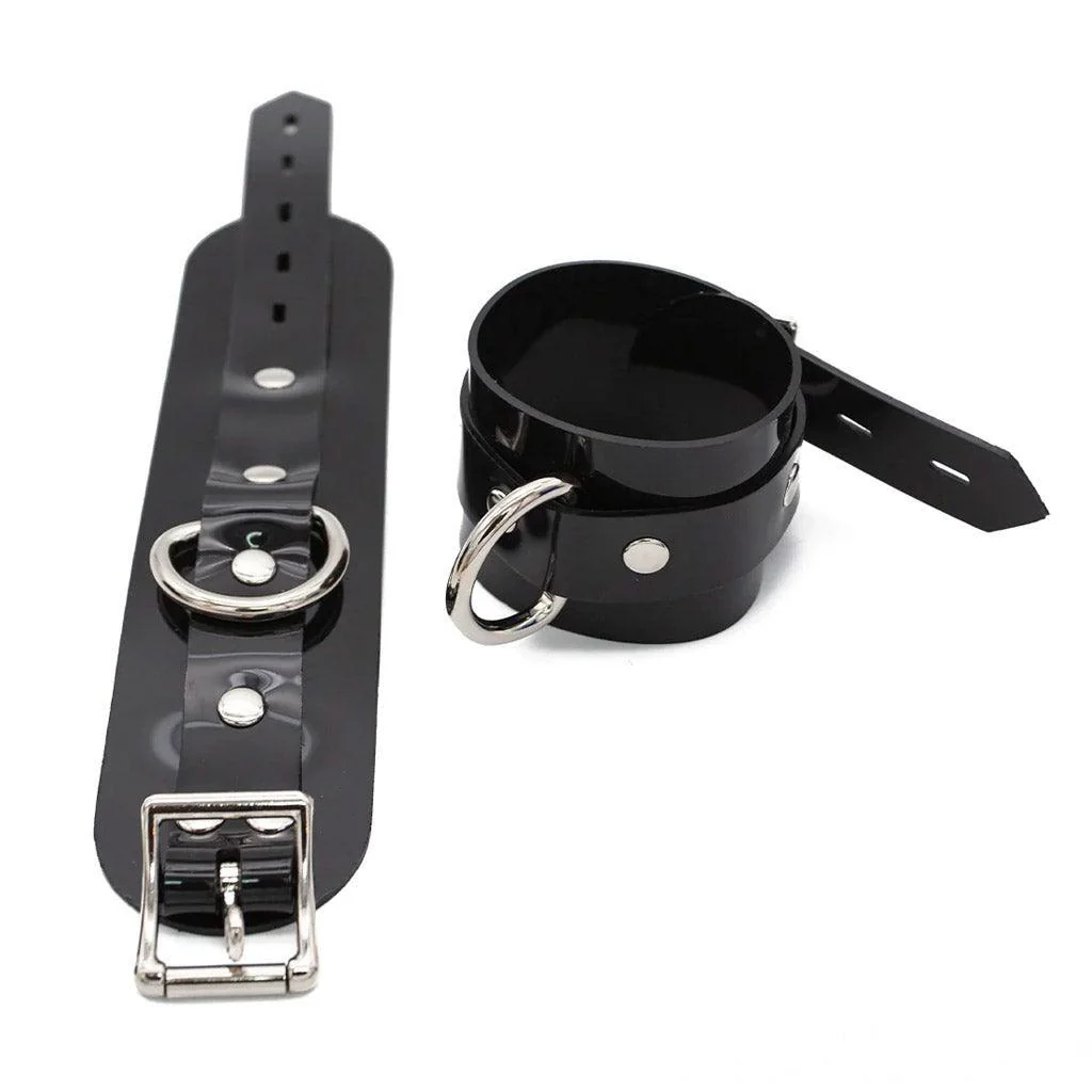 Black PVC Wrist Cuffs - Image 3