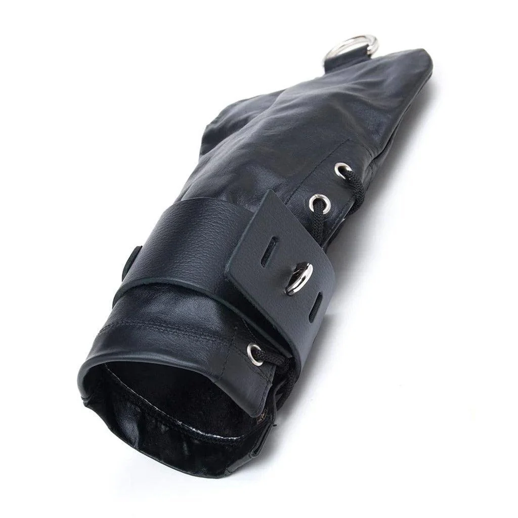 Bondage Mittens, Black Leather - Image 5