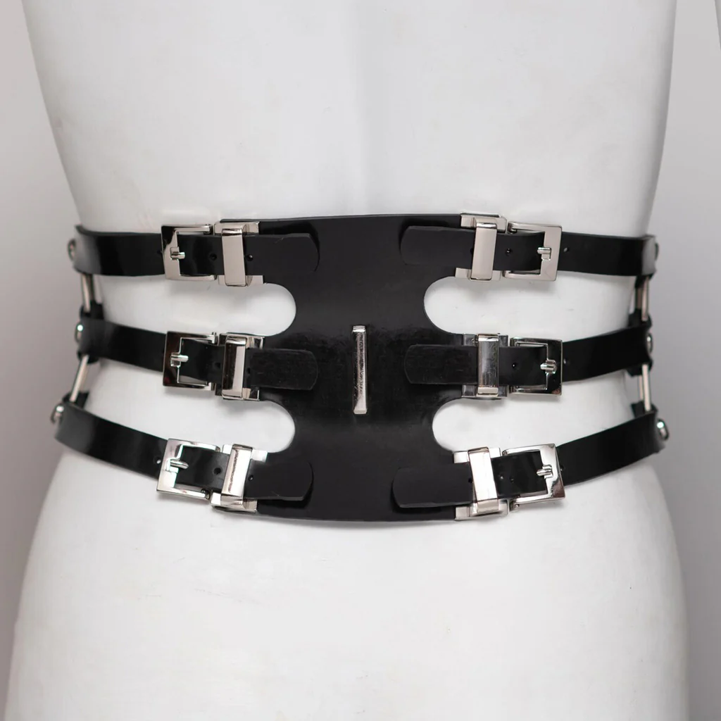 Secura Laser Cut Rubber Fetish Wear Waist Cincher - Image 3